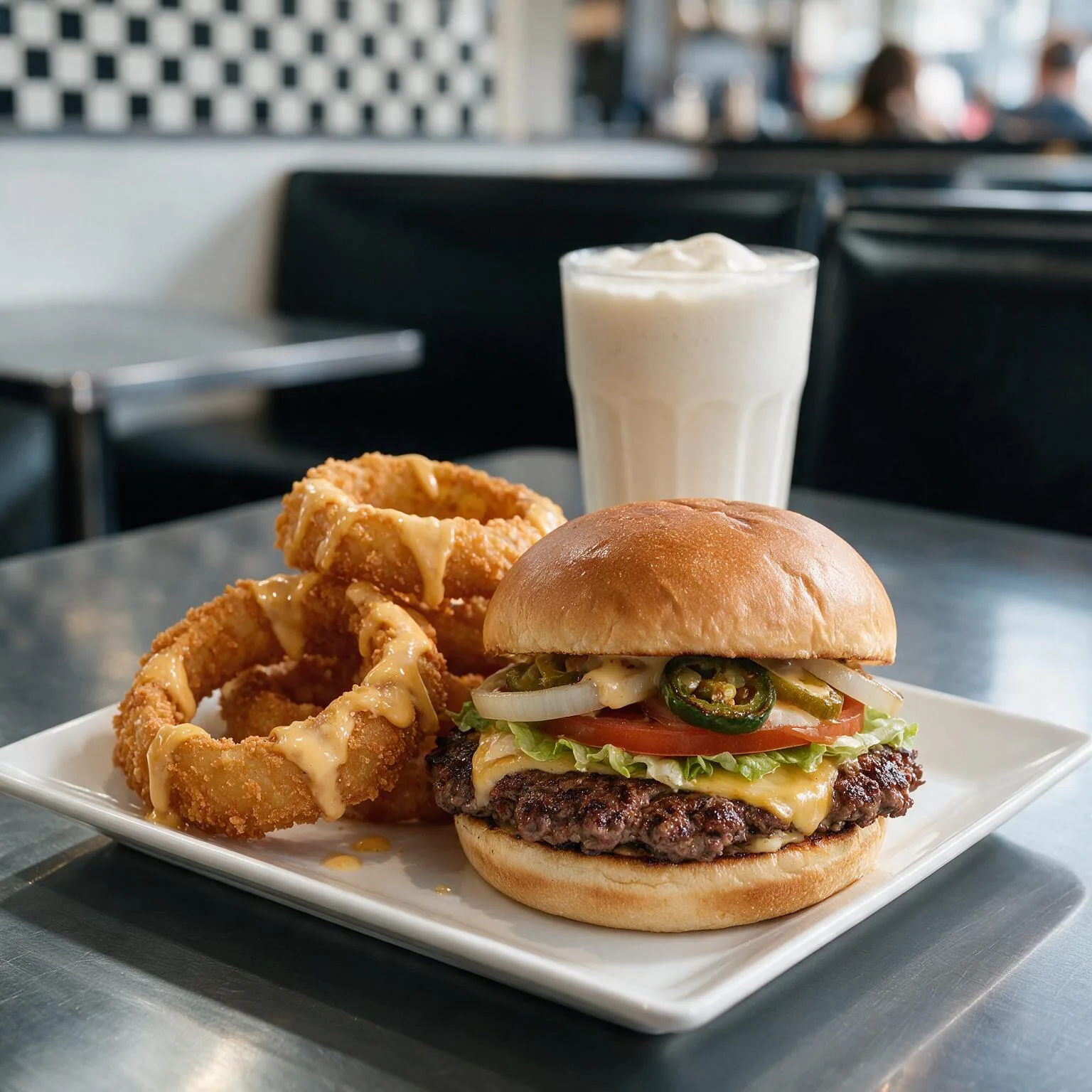 Deal-1 Single Smash Buzz + Cheesy Onion Rings + Shakes